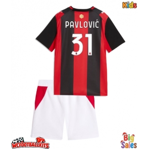 AC Milan Strahinja Pavlovic #31 Replica Home Stadium Kit for Kids 2026-27 Short Sleeve (+ pants)